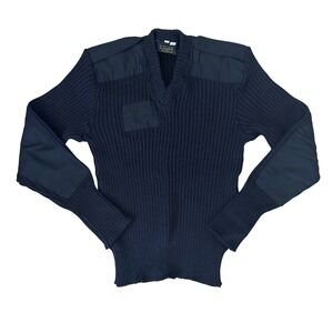 Citadel VNeck Virgin Wool SweaterBlack Ribbed PatchShouldersElbows Men‎ 44Medium